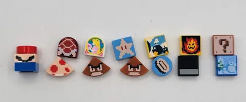 Lego Super Mario 64 Question Block Painted Tiles Lot & Mario NES Set 1x1 Tiles