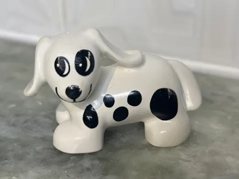 LEGO DUPLO DALMATIAN PUPPY DOG MINI FIGURE PET FIRE STATION BLACK & WHITE 1970s
