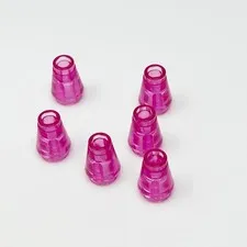 4589b LEGO Parts Cone 1x1 w/ Top Groove TRANSPARENT DARK PINK (6)