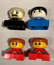 DUPLO Lego Minifigures Lot of 4 Gray Hair / Mustache Twins Sailboat Shirt Square