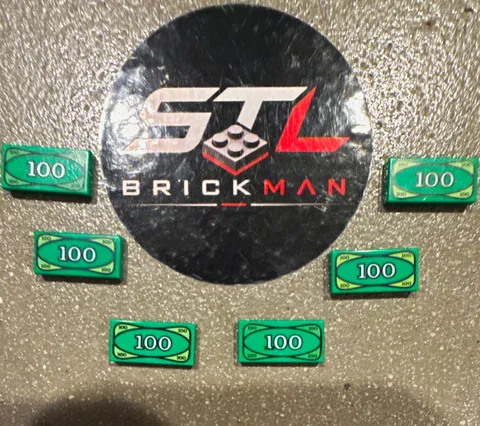 LEGO Green Printed 100 Dollar Bill Money Tile Pieces Part Lot of 6, Ships FREE!!