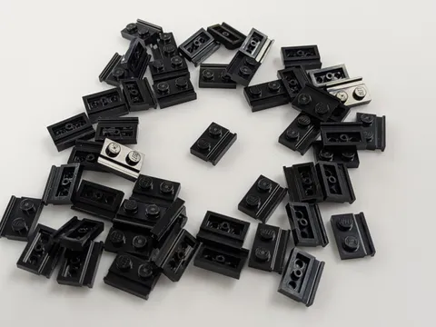 Lego x50 New Black Plate, Modified 1 x 2 with Door Rail # 32028 Parts Lot
