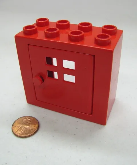 Vintage Lego Duplo RED SMALL DOOR UNIT Building Block 2x4