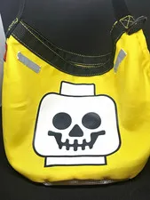 LEGO Yellow Minifigure Bag 12in w/ Carrying Strap Mesh Panel Skull Graphic