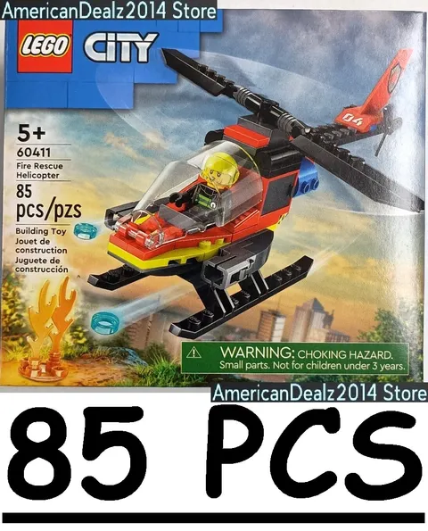 LEGO City Fire Rescue Helicopter 60411 85 Pieces with Minifigure NEW