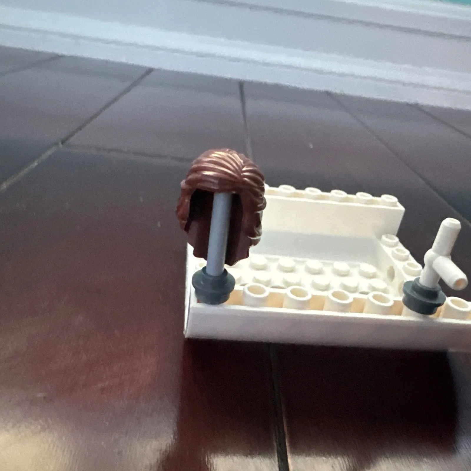 LEGO Minidoll Hair Red Brown Braided Girl Mid Long Pulled Back Side Friends