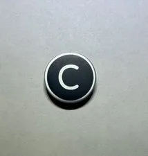 Lego 2x2 Round Printer Tile Letter C c Black Silver New City