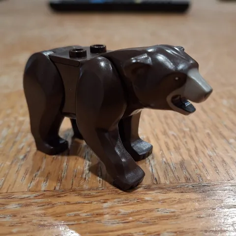 LEGO Bear With 2 Studs With Black Eyes and Nose, Dark Tan Muzzle 98295c01pb02