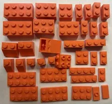 LEGO Bulk Lot Of 37 Orange Pieces Bricks Plates Slopes