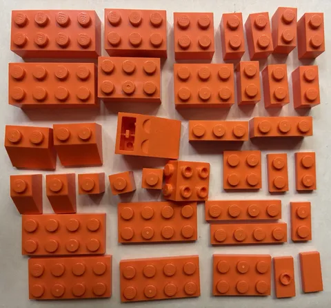 LEGO Bulk Lot Of 37 Orange Pieces Bricks Plates Slopes
