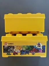 2 Lego Yellow Eight Stud Plastic Brick Box Empty Storage Boxes