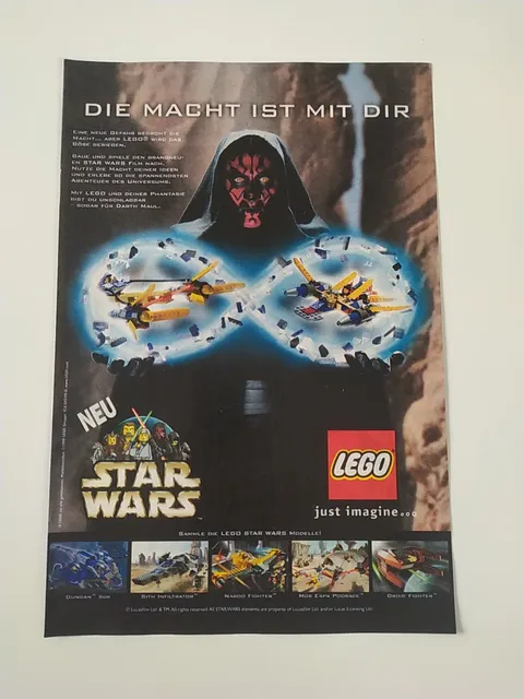 Rare Advertising Flyer Promo Sheet LEGO Star Wars Darth Maul Gungan Sub 1999