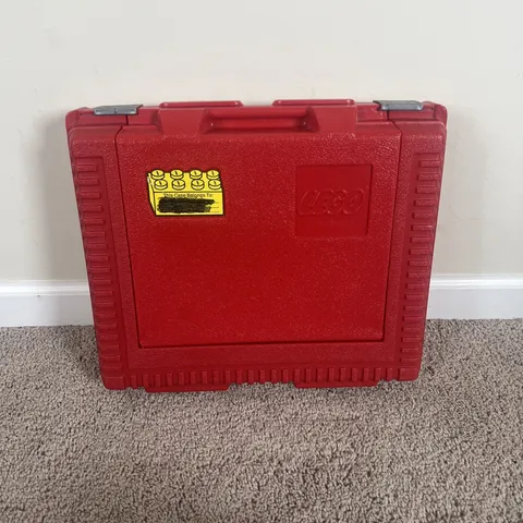 Lego Carrying Case Box Vintage 1984 Red Hard Plastic Travel Carrier approx 15x13