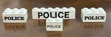Lego Printed Police White Bricks 1X2 (2)2X3 And 1X6