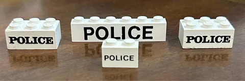 Lego Printed Police White Bricks 1X2 (2)2X3 And 1X6
