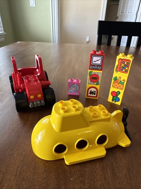 LEGO DUPLO Lot Of 7, Tractor, Submarine, Specialty Bricks