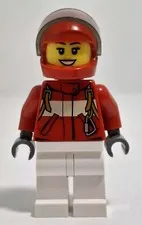 Lego Female Paramedic Pilot Minifigure Fire Suit Harness Carabiner Pattern