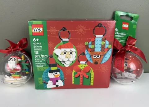 LEGO Christmas Ornament Lot 40744 854037 854038 Reindeer Santa