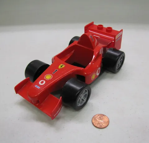 Lego Duplo FERRARI RACE CAR SOLID RED AUTOMOBILE w/ BLACK TIRES Stickers