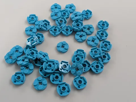 Lego x50 New Medium Azure Plate, Round 2 x 2 with Axle Hole # 4032 Lot MOC