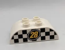 Lego Duplo Block Specialty Disney Cars Brick #28 RACE CAR White Black