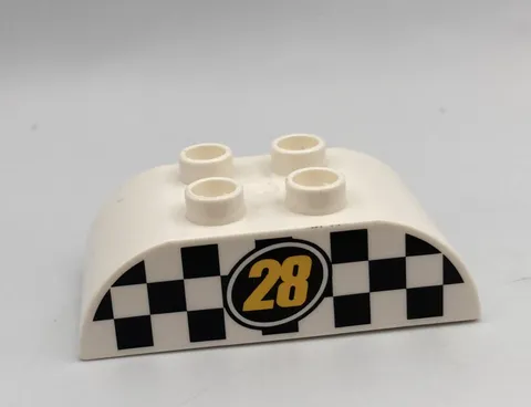 Lego Duplo Block Specialty Disney Cars Brick #28 RACE CAR White Black