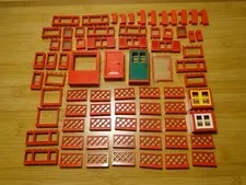 Lego Vintage Parts Pieces Fence Gates Windows Doors Red