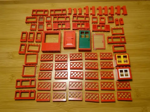 Lego Vintage Parts Pieces Fence Gates Windows Doors Red