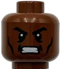 Lego New Angry Reddish Brown Minifigure Head Dual Sided Black Eyebrows Teeth