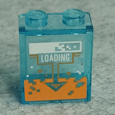LEGO 87552pb054 Panel 1x2x2 Hollow Studs LOADING Pattern Trans Light Blue x1