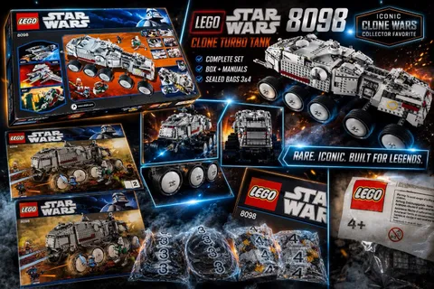 LEGO Star Wars 8098 Clone Turbo Tank COMPLETE Box Manuals Sealed Bags 3&4