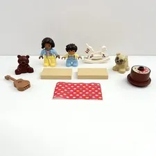3 Lego Duplo Playhouse 10929 Replacement Minifigures Bear Dog Rocking Horse Cake