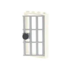 1x lego Door Frame 1x4x6 White Door Grid Light Grey Handle Knob 60621 60596