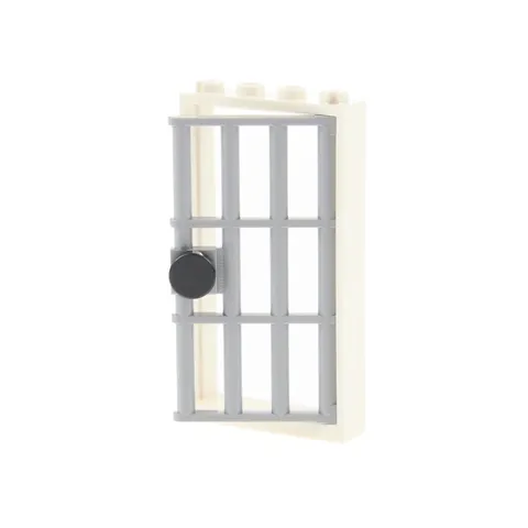 1x lego Door Frame 1x4x6 White Door Grid Light Grey Handle Knob 60621 60596