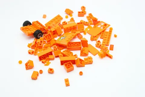 LEGO BRIGHT ORANGE Bulk Lot Bricks Plates Special Parts Pieces Door and Wheels