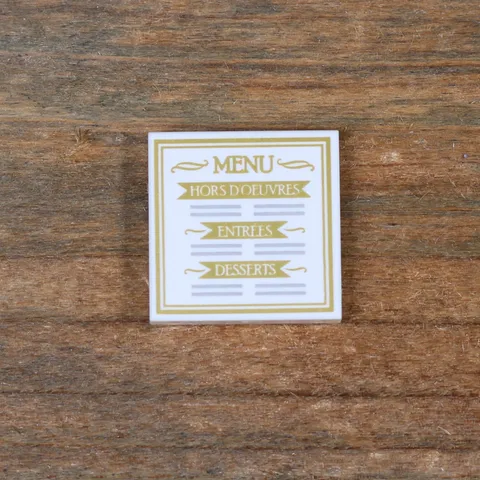 LEGO White Tile 2x2 Parisian Restaurant Menu 3068pb0819 1Pc