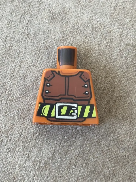 LEGO Minifigure Torso Dark Orange Vest with Reddish Brown Body Armor, Damaged