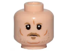 LEGO Minifigure, Head Small Dark Tan Eyebrows, Moustache and Soul Patch inv.657