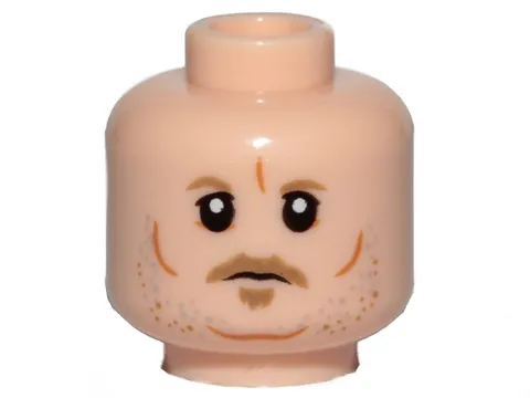 LEGO Minifigure, Head Small Dark Tan Eyebrows, Moustache and Soul Patch inv.657