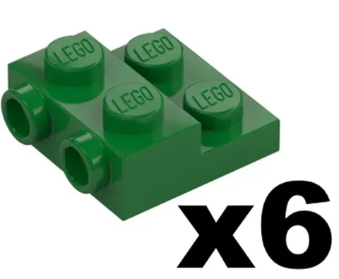 Lego 6 New Green Plates Modified 2 x 2 x 2/3 with 2 Studs on Side 99206 GR03