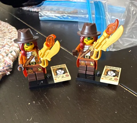 LEGO Minifigures Series 29 Lot of 2 with Accessories & Wanted Poster Tiles