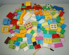 Lego Duplo Lot 100 Pieces Bricks Blocks Train Cars Goat Dog