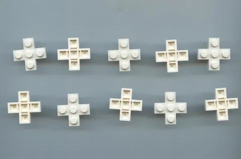 LEGO x 10 White Plate, Modified 3 x 3 Cross 15397