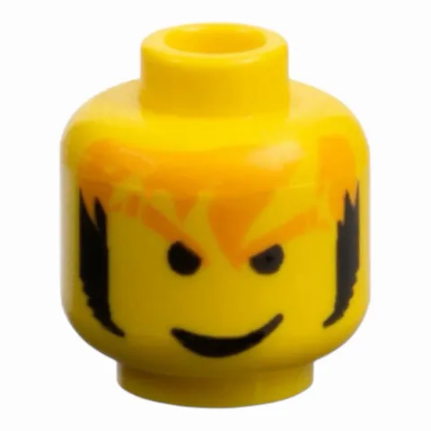 LEGO Minifigure Head Male Orange Eyebrows and Messy Hair, Black Sideburns