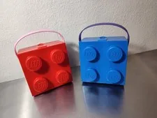 LEGO Red and Blue Brick Storage Boxes With  Strap Handles
