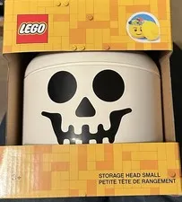 LEGO Small White Skeleton Skull Storage Head Container, Halloween Decor, NEW