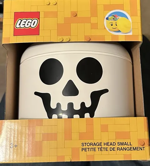 LEGO Small White Skeleton Skull Storage Head Container, Halloween Decor, NEW