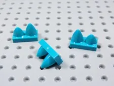 LEGO Lot of 3 Bright Bluish Green 1x2 Plates w/ Teeth Claws BR