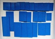 Lego 25 Pc Lot~BLUE Base Plates Flats Baseplates Water 6x16 6x12 4x8 6x8 6x6 4x6