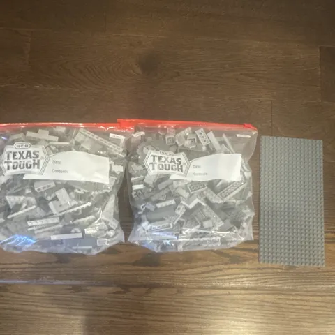 LEGO 3.5 lbs Gray Bulk Lot Bricks Plates Pieces Parts w/ Gray Baseplate 30 x 16